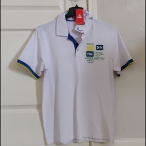 NWT Men's White Sport Polo Tshirt Soccer Star
